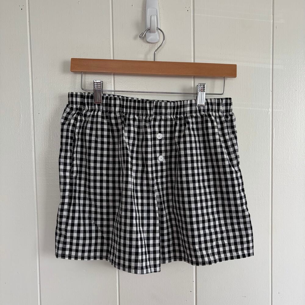 PRETTY GARDEN Women's Gingham Plaid Pajama Shorts Size Medium